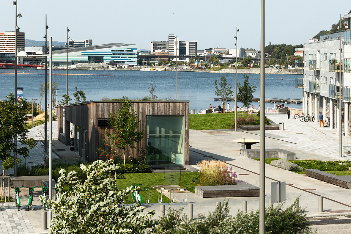 Møllendal allmenning. Oversiktsbilde. Paviljong.